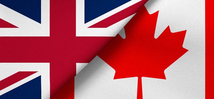 Canadian and British flags