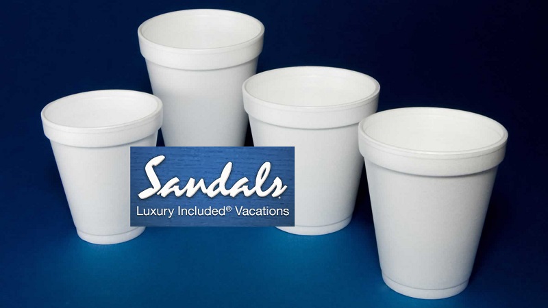 Sandals scraps Styrofoam cups and plates