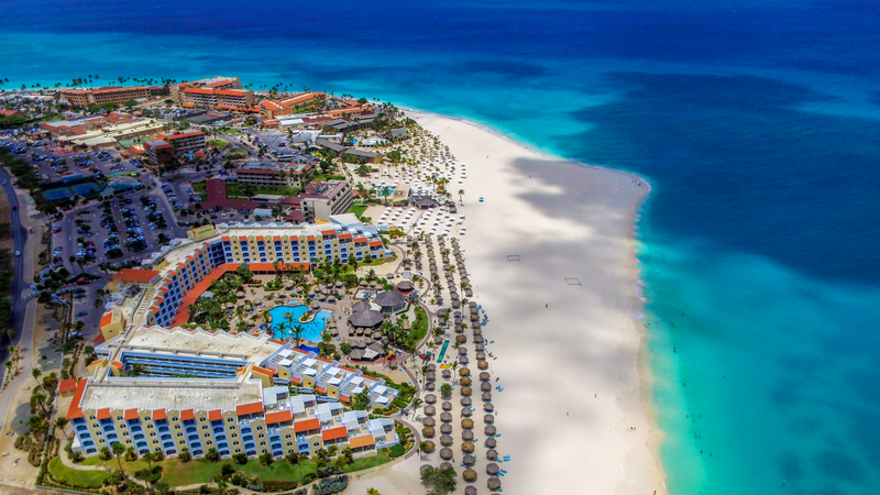 Aruba coast from the air