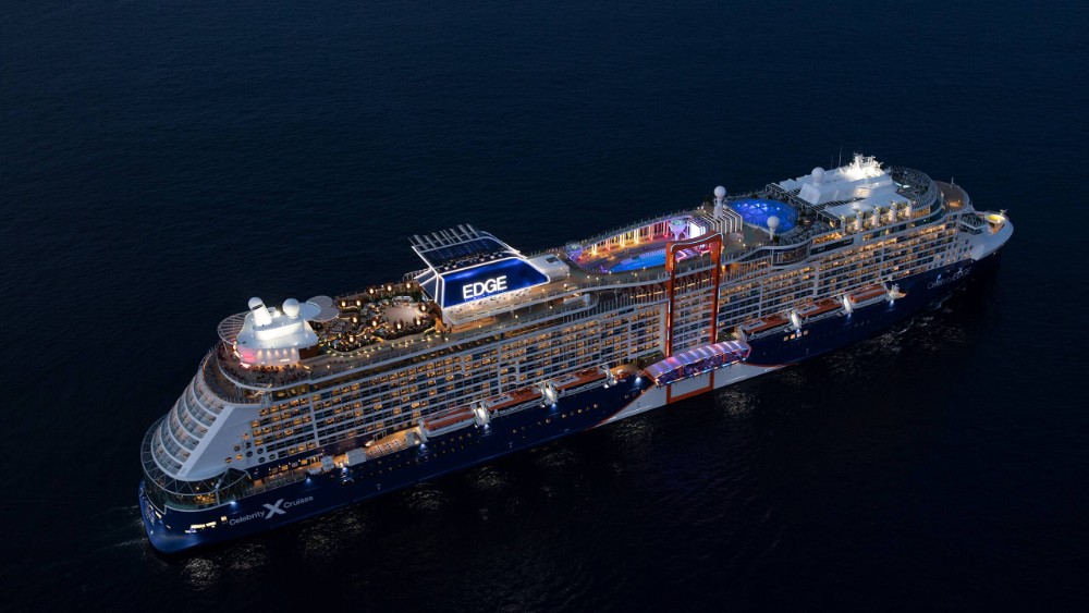 Celebrity Cruise ship from the air