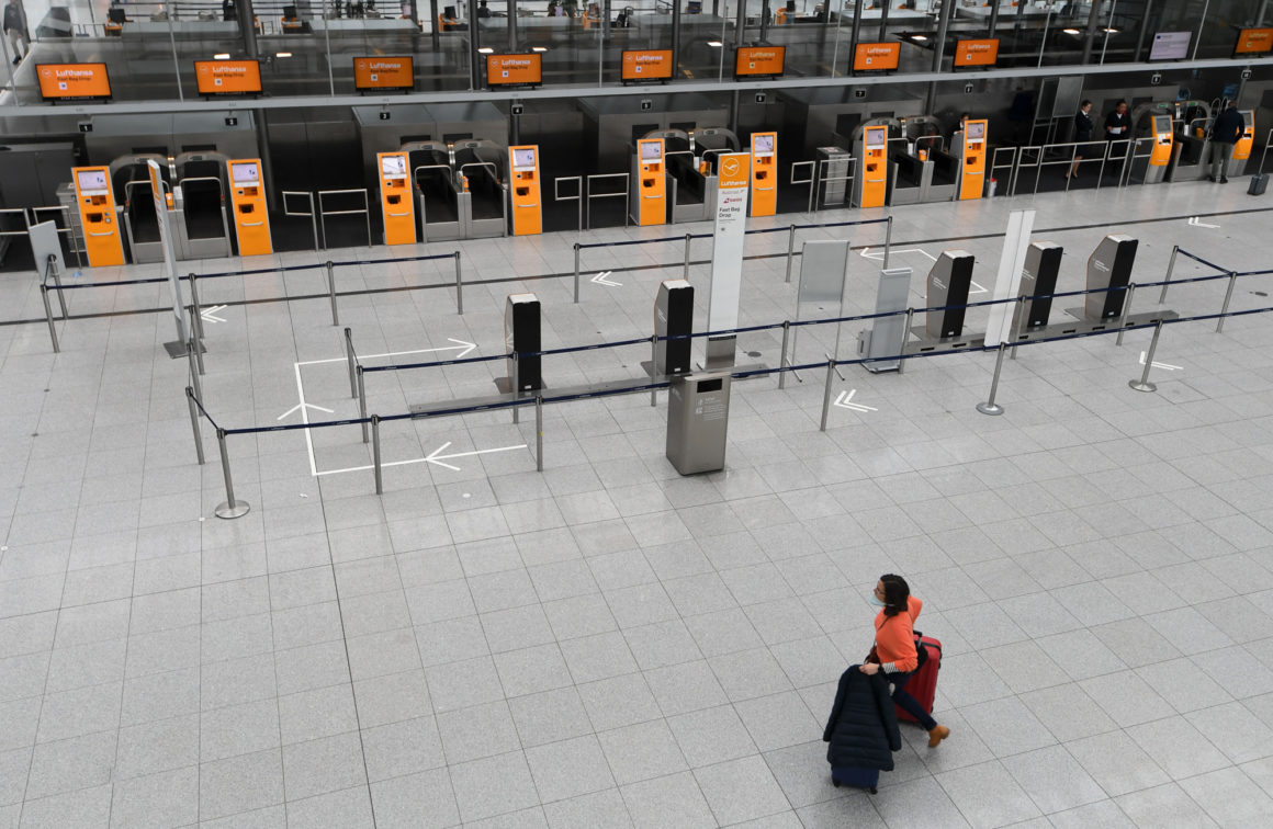 empty airport, solitary passenger