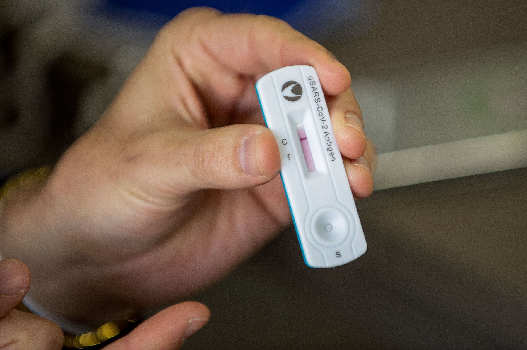 antigen test held by a hand