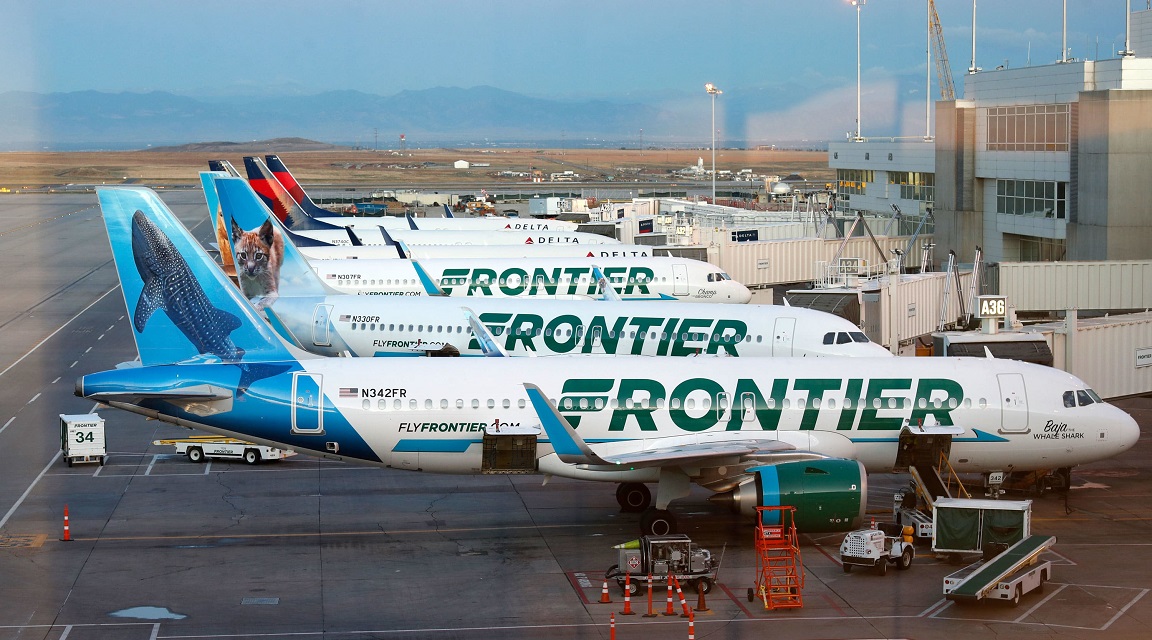 Frontier aircraft at airport