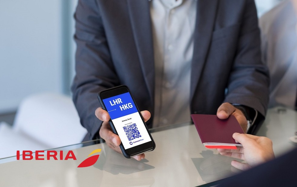 Iberia logo and IATA Travel Pass
