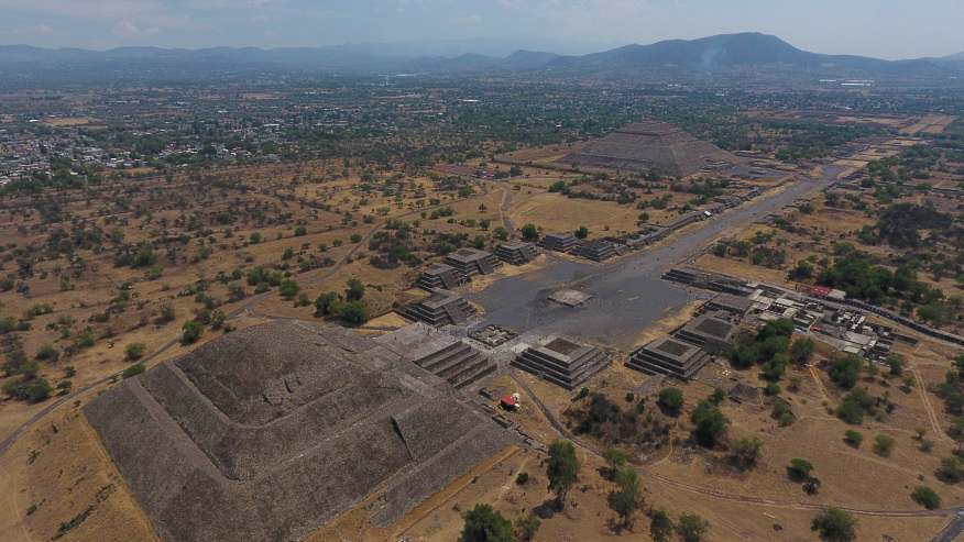 Teotihuacan ruins viewed from the air
