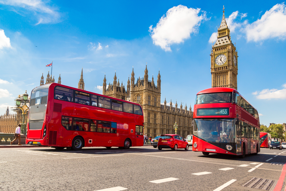 London Tower and two buses