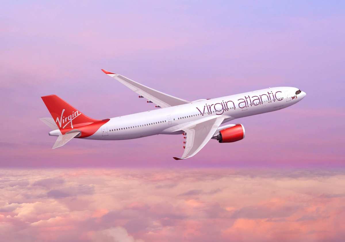 Virgin Atlantic plane in the air