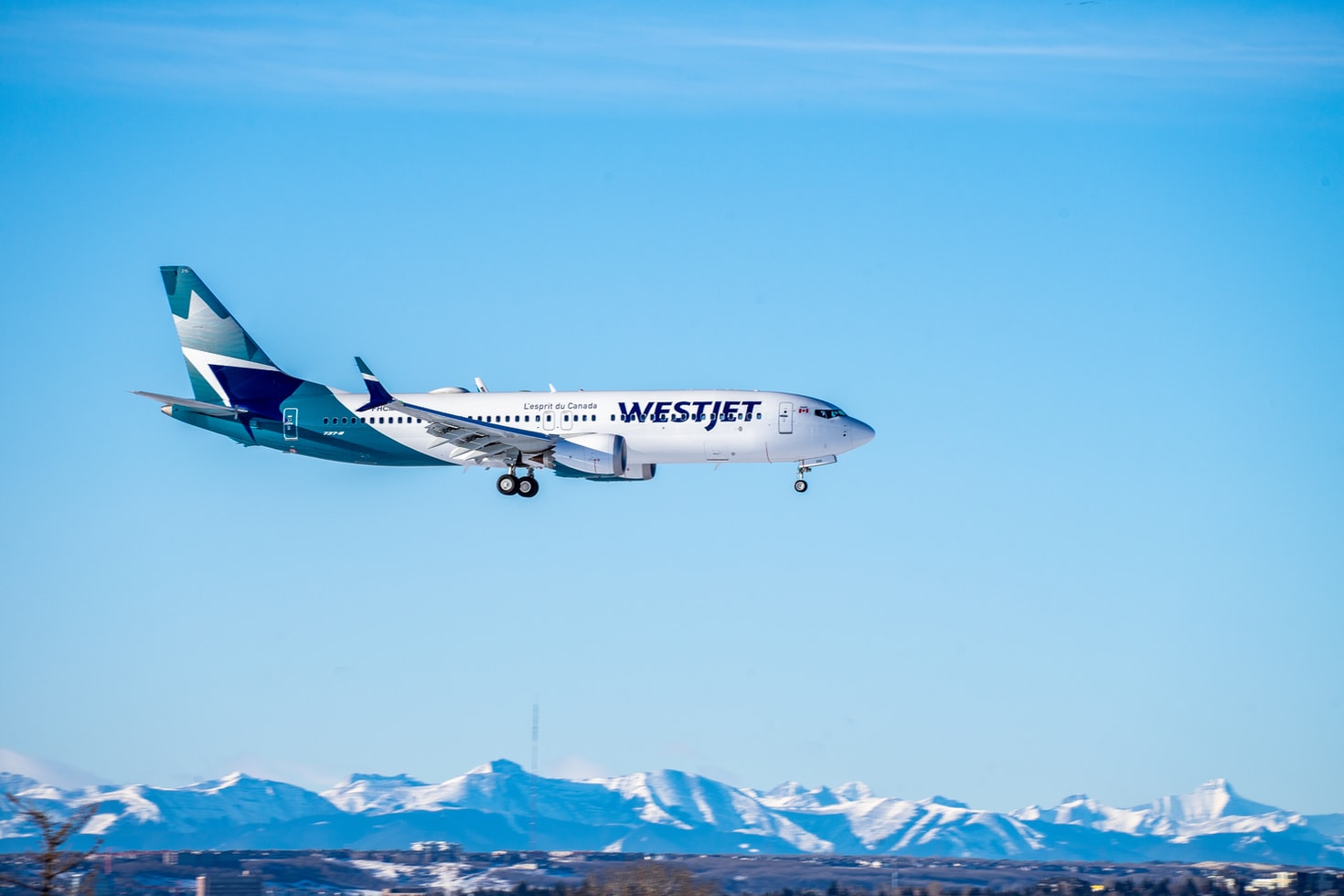 WestJet plane in flight