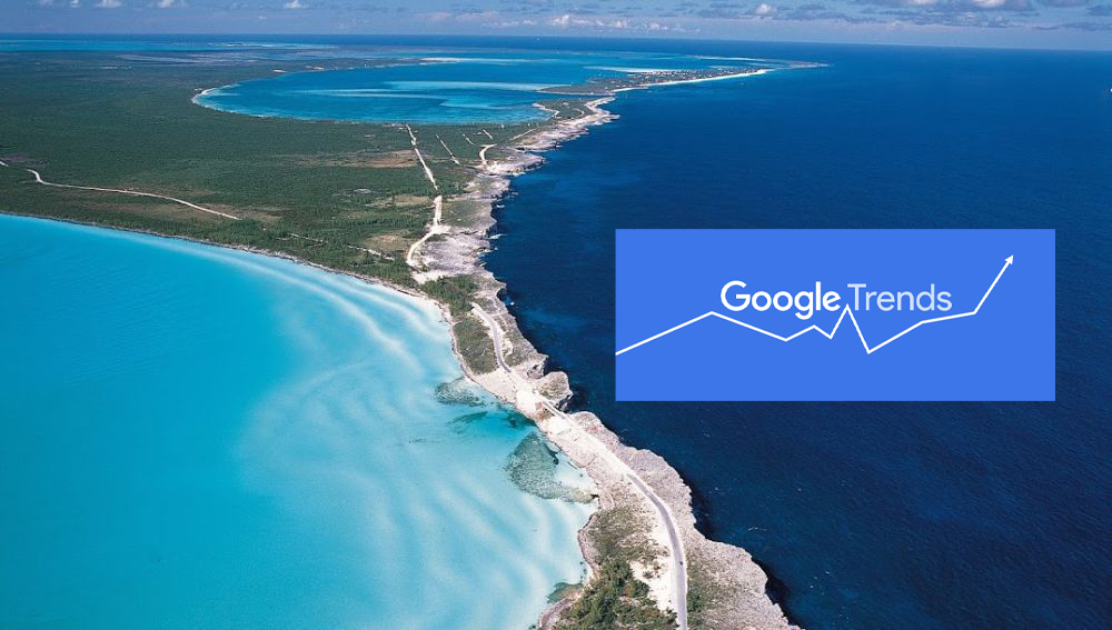 Bahamas from the air and Google Trends logo