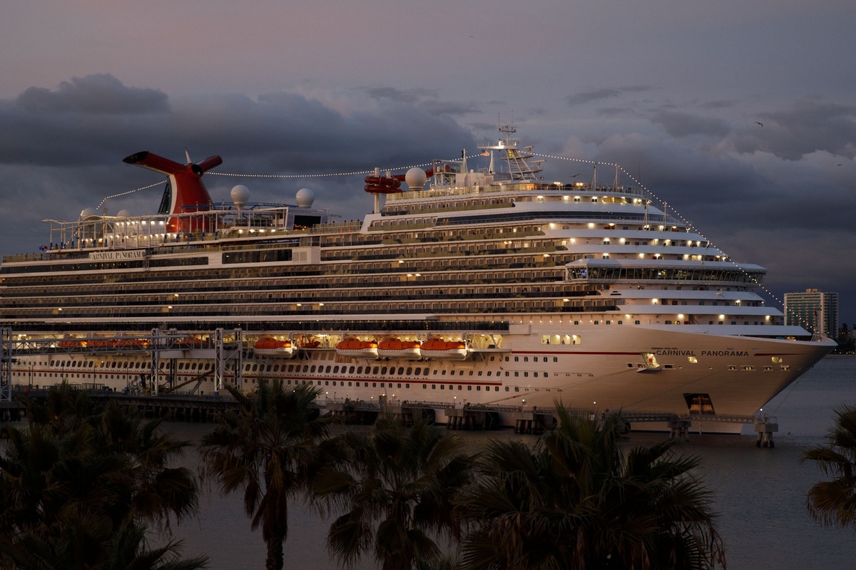 Carnival cruise ship at night