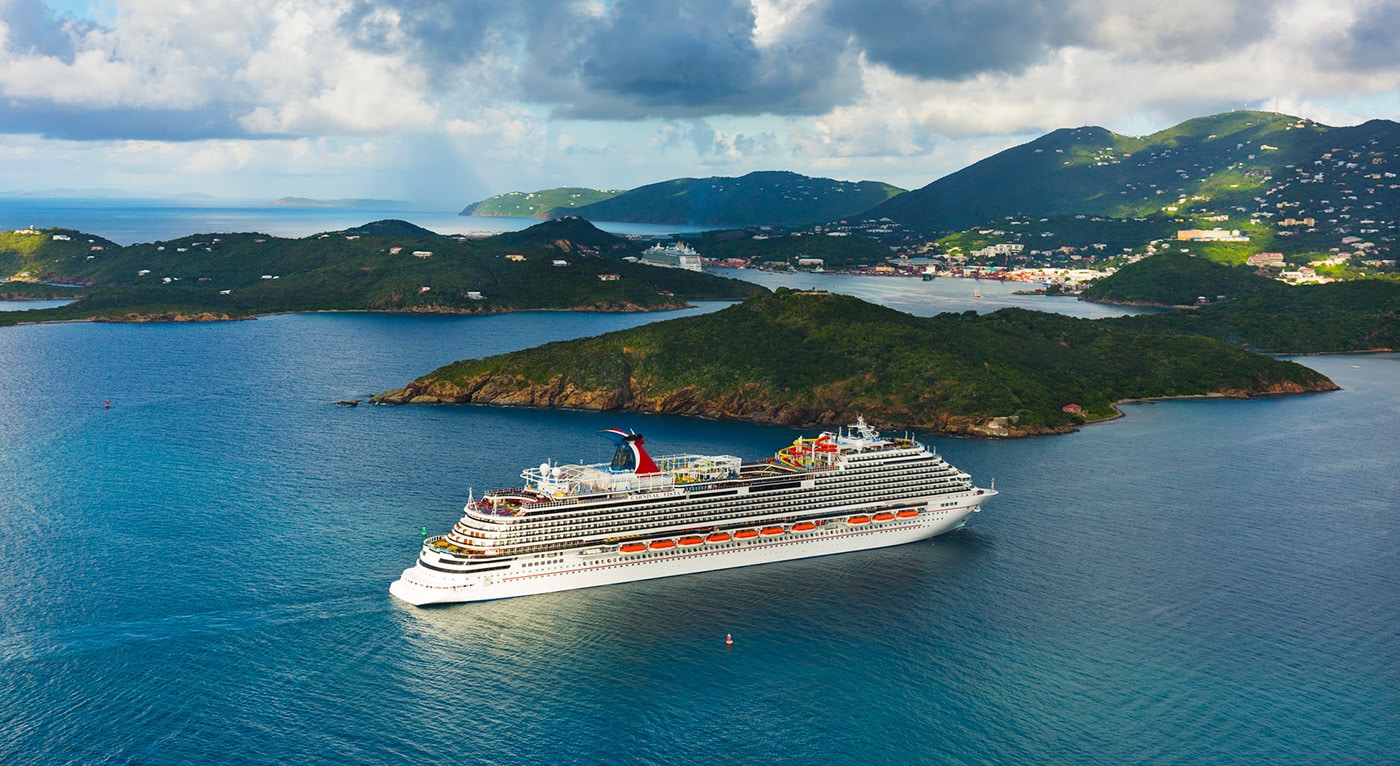 Carnival cruise ship from the air