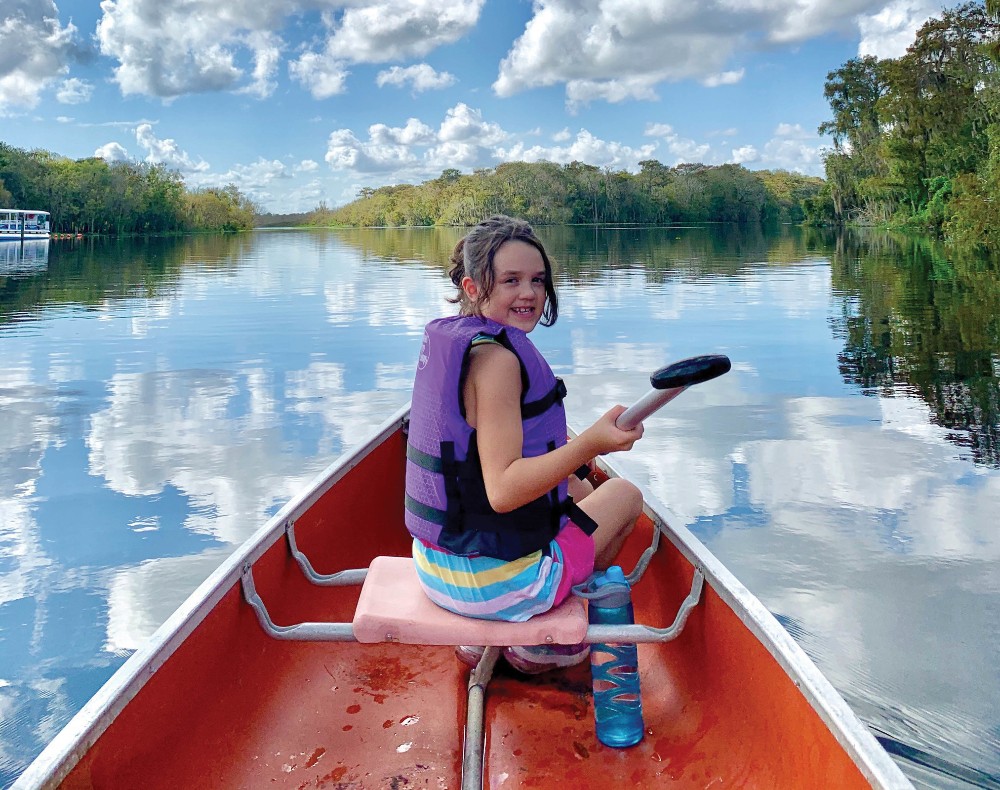 a woman on a boat