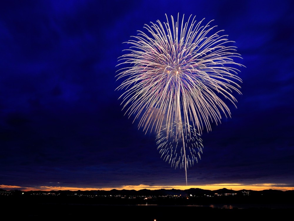 fireworks at night on a Fourth of July