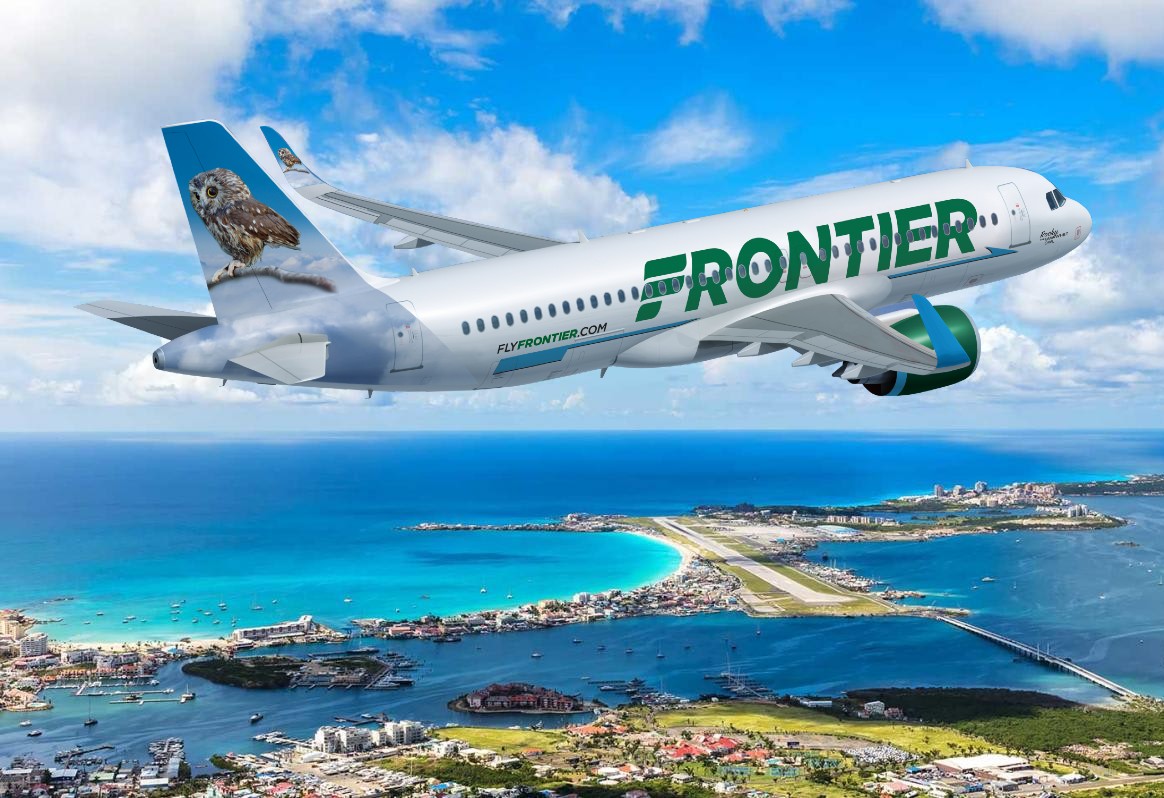 Frontier Airlines planes over St. Maarten
