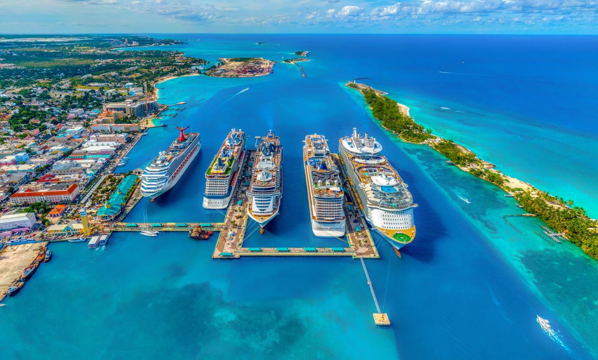 Nassau cruise terminal from the air