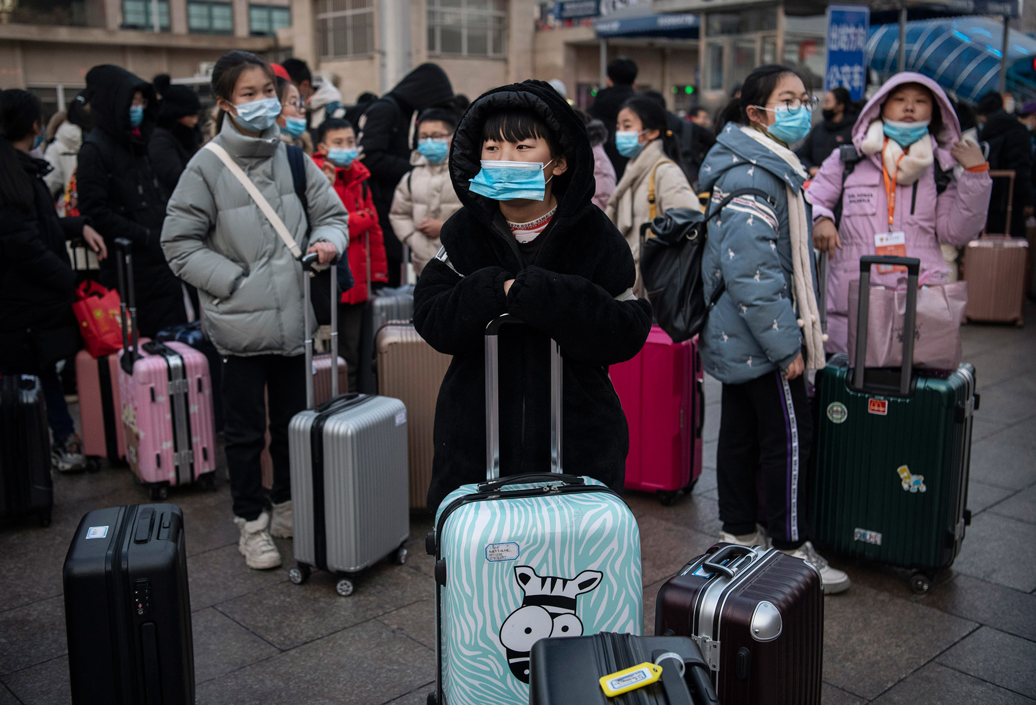 people traveling with protection