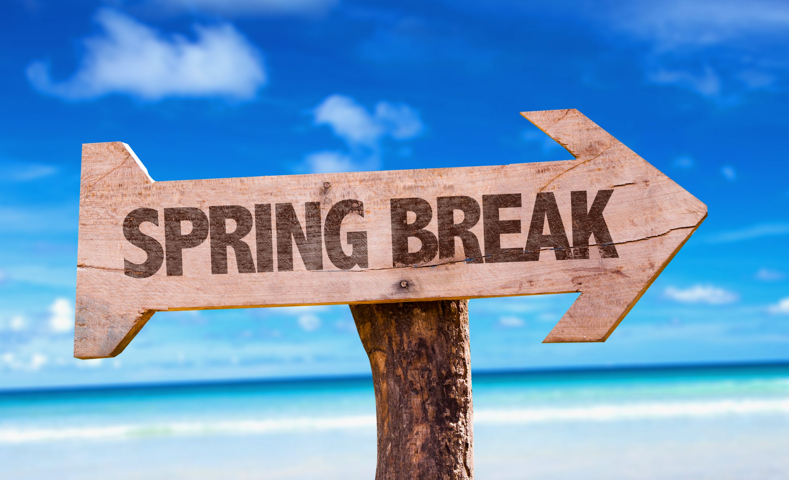 Spring Break sign on a beach
