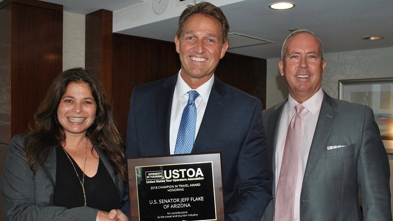 Senator Jeff Flake Receives USTOA Travel Award
